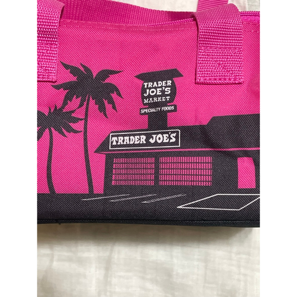 Women's Trader Joe's Mini Insulated Bag Pink Black One Size - Picture 2 of 4